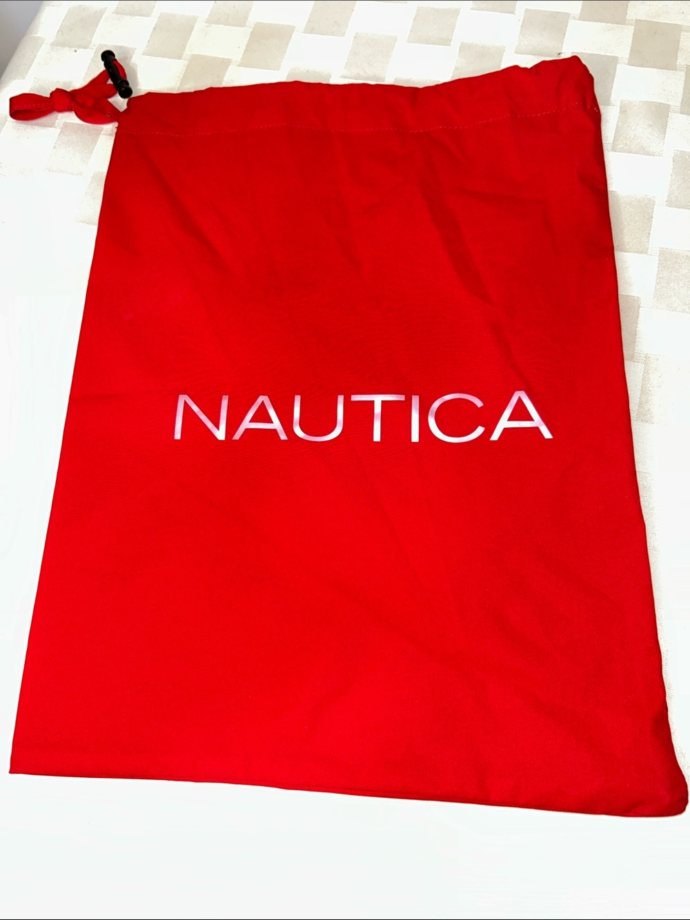 Nautica Bright Red Drawstring Dust Bag with White Logo